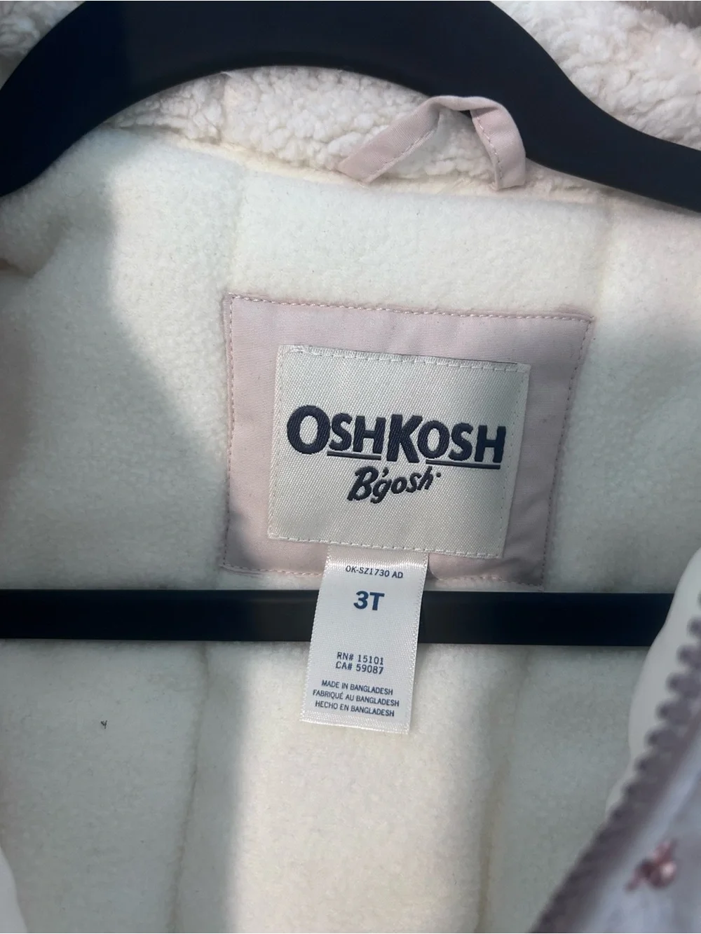 OshKosh B'gosh Light Pink Hooded Puffer Jacket with Fur Trim